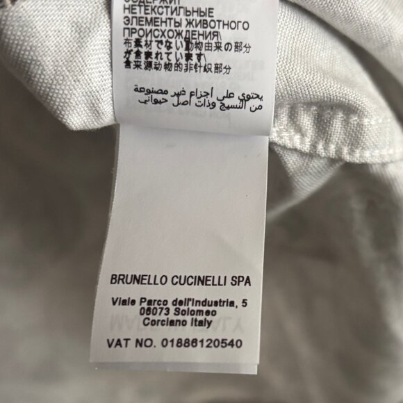 $1250 Brunello Cucinelli White Cotton Shirt With Brown Paisley Print - XL - Picture 6 of 10